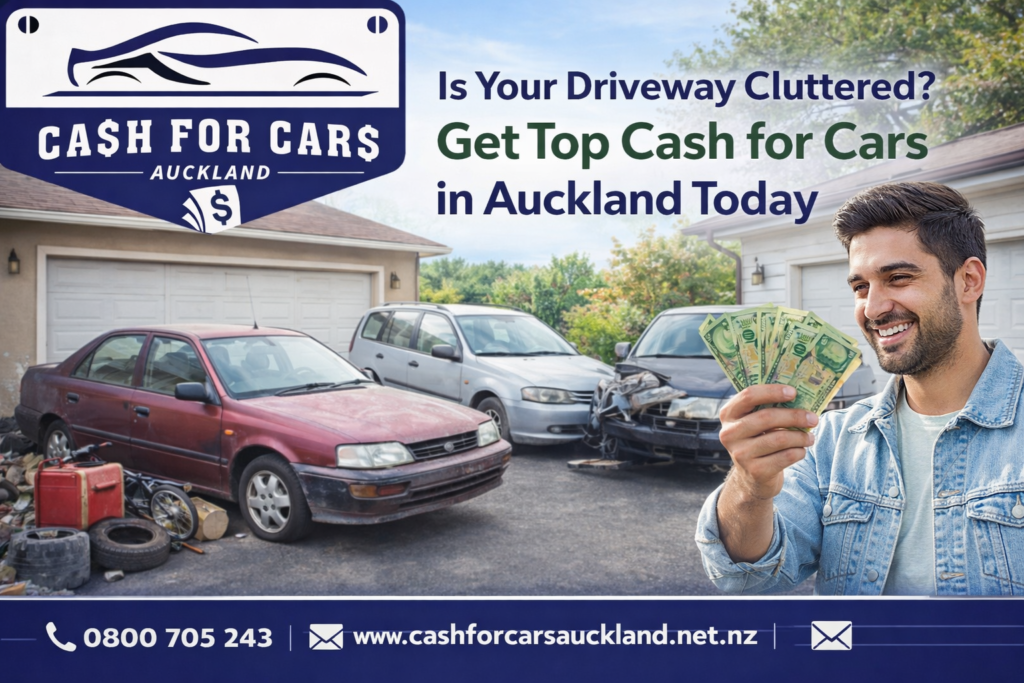 Cluttered driveway, cash for cars